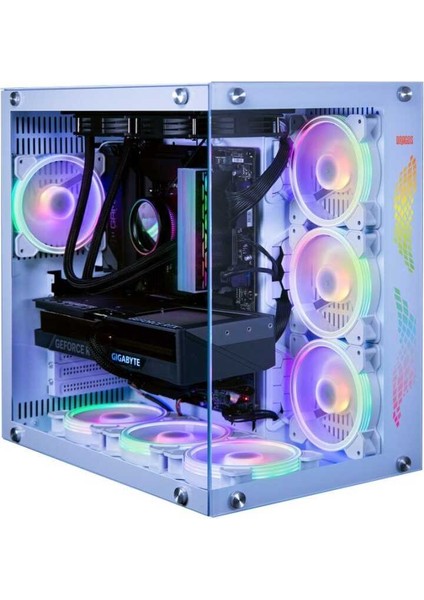 WarFire 7x Argb Fan USB 3.0 Psu Yok ATX Gaming Bilgisayar Kasası Beyaz