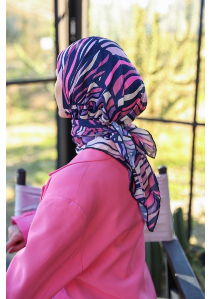Poncy Desen Soft Eşarp Lacivert Pembe 1169-13 modelleri