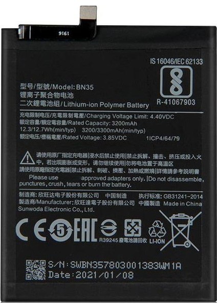 Xiaomi Redmi 5 BN35 ile Uyumlu Ithal Pil