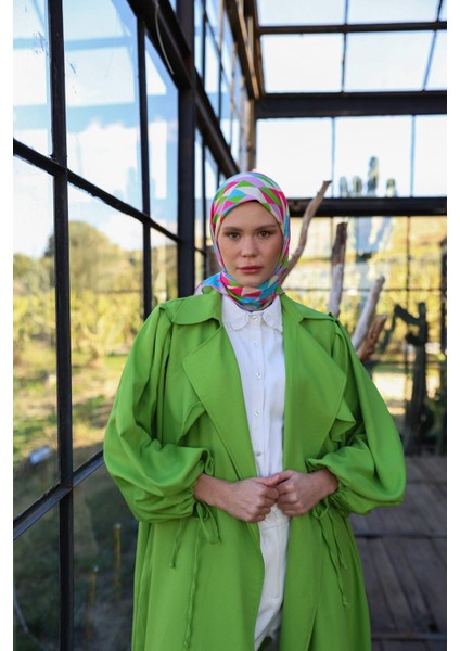 Triano Desen Soft Eşarp Yeşil Pembe 1171-09