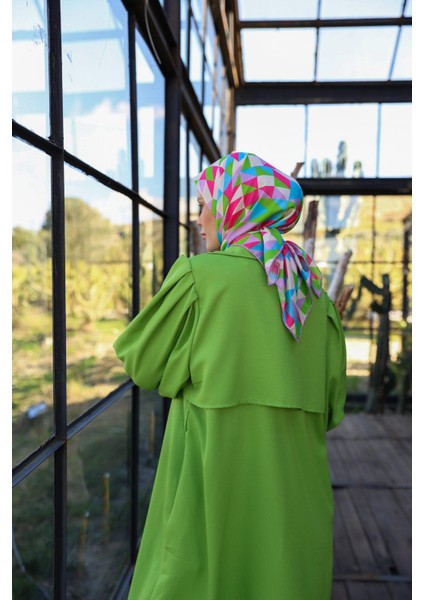 Triano Desen Soft Eşarp Yeşil Pembe 1171-09