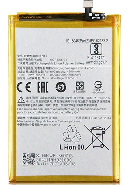 Xiaomi Pocofone M3 Pro BN56 ile Uyumlu Ithal Pil