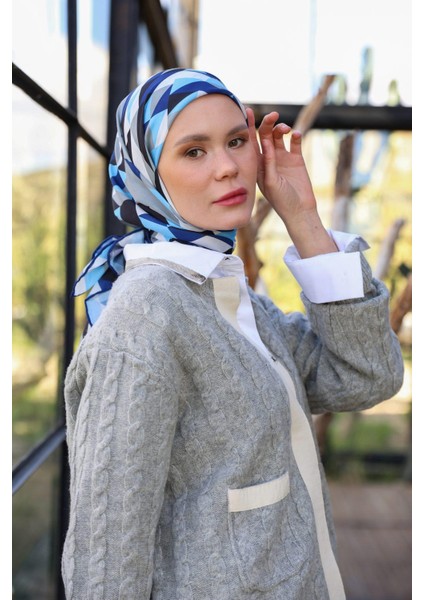 Triano Desen Soft Eşarp Lacivert Siyah 1171-02