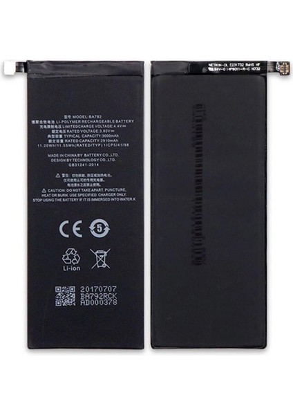 Meizu Pro 7 ile Uyumlu Ithal Pil