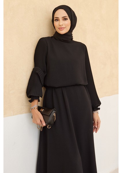 Kolları Piliseli Etek Tunik Takım - Siyah modelleri