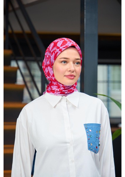 Harmony Collection Soft Eşarp Kırmızı Pembe 1182-10