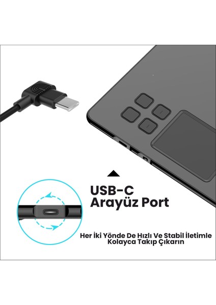 A30 Grafik Tablet Uyumlu USB To Type-C Kablo