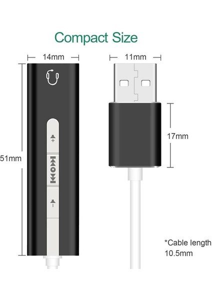 7.1 USB Harici Stereo Ses Kartı 3.5mm Çevirici Dönüştürücü Ses Kartı 5072