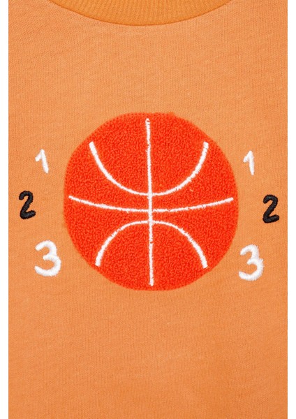 Basket Topu Nakışlı Kiremit Renk Erkek Çocuk Sweatshirt fiyatları