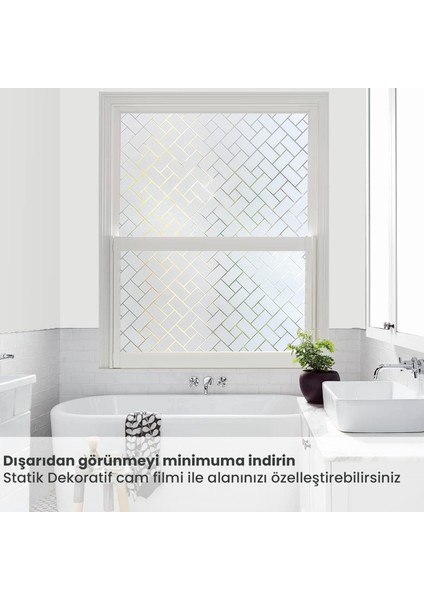 Cam Filmi Kaplama Statik Folyo 60CMX100CM Buzlu Desenli Duşa Kabin Ofis Dekorasyon