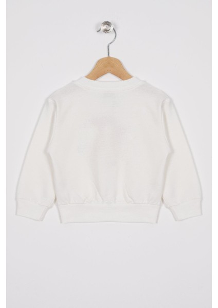 Basket Topu Nakışlı Ekru Renk Erkek Çocuk Sweatshirt modelleri