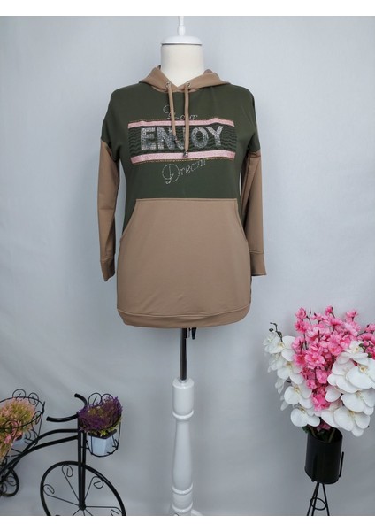 7488 Kapüşonlu Taş Detaylı Sweat