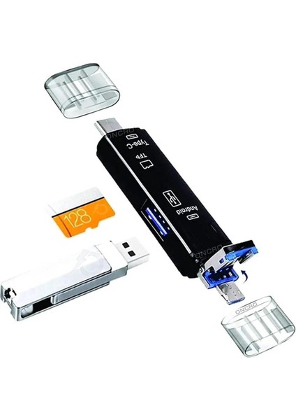 Otg 3 In 1 Type-C ve Micro USB Tf Çevirici Dönüştürücü Kart Okuyucu 5068