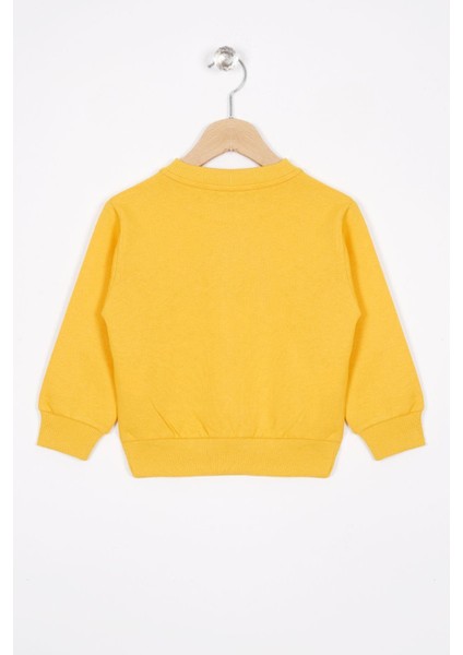 Basket Topu Nakışlı Koyu Hardal Renk Erkek Çocuk Sweatshirt modelleri
