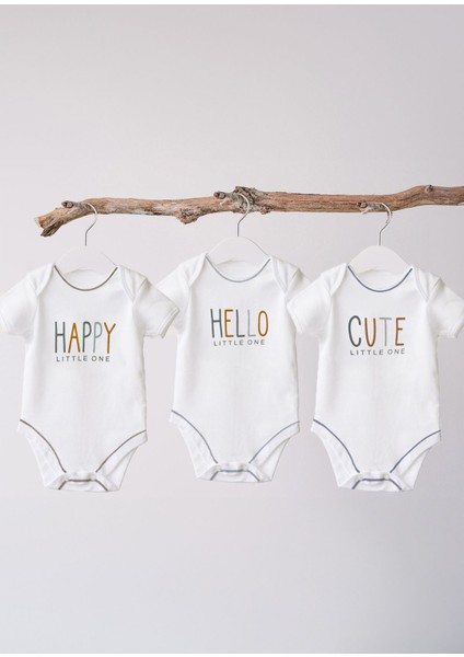 Organik Pamuk 3lü Baskılı Kısa Kollu Bebek Body