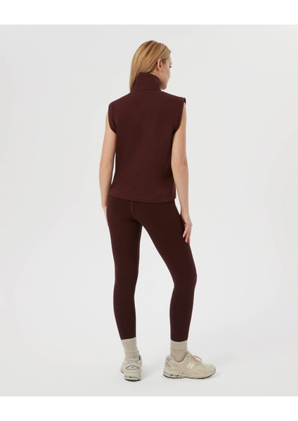 Kadın Bordo Kahverengi Dik Yaka Yelek - Organik Pamuk, Çift Yönlü Fermuarlı, Cepli, Kol Altı Panel, Geçiş Mevsimi Üst Katman fiyatları