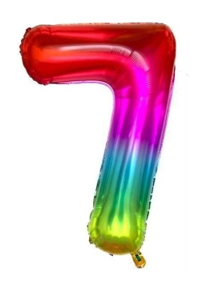 7 Rakam Gökkuşağı Folyo Balon 80 cm