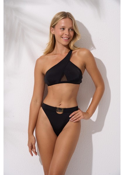 Tek Omuz Tül Detaylı Bikini Takımı 241265-YS