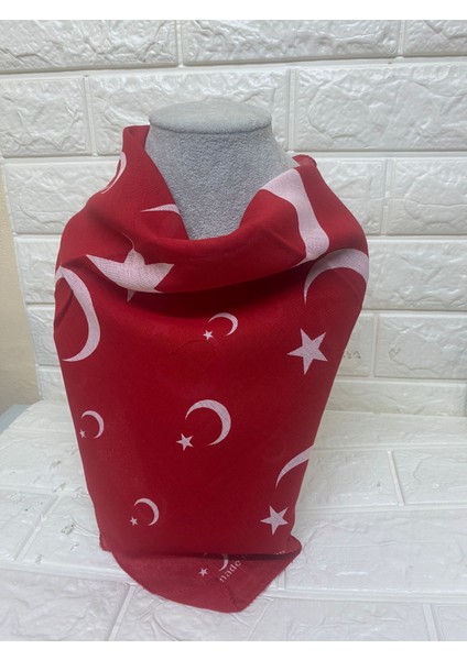 Kırmızı Ay Yıldız Türk Bayrağı Temalı Pamuk Kumaş Fular - Bandana - 23 Nisan, 29 Ekim, 19 Mayıs modelleri