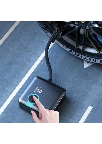 Hava Pompası Taşınabilir Havakompresörü Lastik Basınç Göstergeli 4000MAH Powerbank Şarjlı Araba Oto