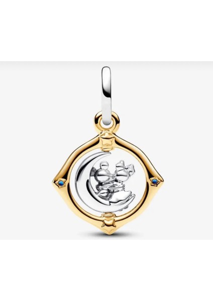 Disney Mickey Mouse ve Minnie Mouse Iki Renkli Dönen Ay Sallantılı Charm modelleri