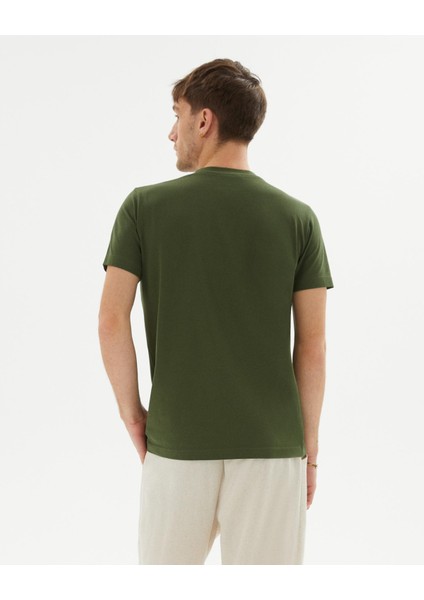 Haki Erkek Organik Pamuk Kısa Kollu Bisiklet Yaka Basic T-Shirt fiyatları