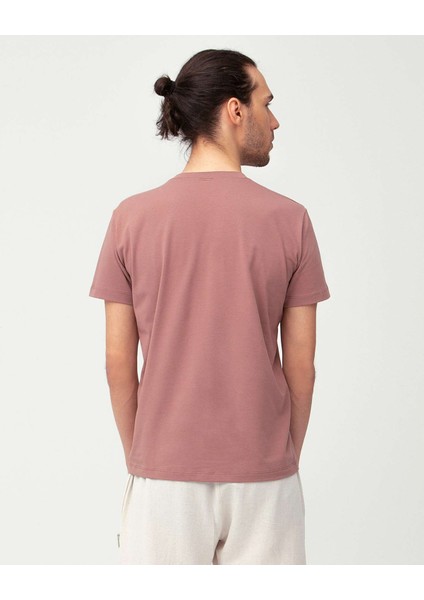 Erkek Gül Kurusu Pembe Basic T-Shirt - Organik Pamuk, Kalın Bantlı Yaka, Rahat Kesim, Nefes Alan Günlük Tişört fiyatları