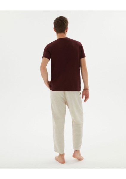 Kahverengi Erkek Organik Pamuk Kısa Kollu Bisiklet Yaka Basic T-Shirt modelleri