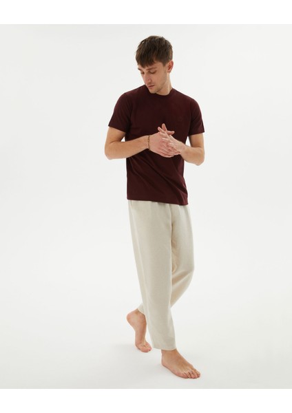Kahverengi Erkek Organik Pamuk Kısa Kollu Bisiklet Yaka Basic T-Shirt fırsatları