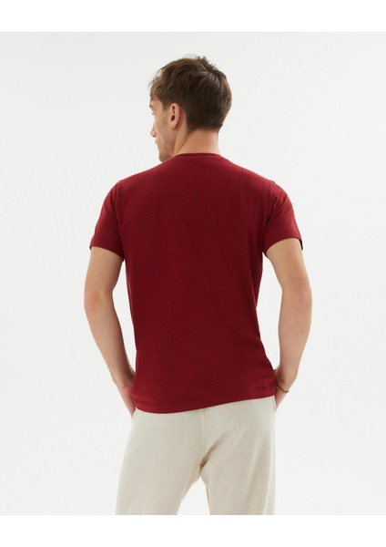 Ayma Active Bordo Erkek Organik Pamuk Kısa Kollu Bisiklet Yaka Basic T-Shirt