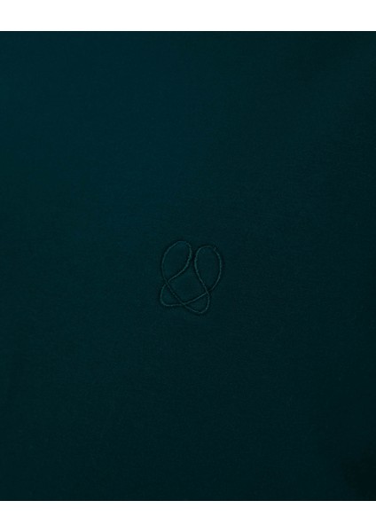 Kadın Koyu Yeşil Sweat-Tee - Gots Sertifikalı Organik Pamuk, İçi Şardonlu, Kısa Kollu, Bisiklet Yaka, Günlük ve Spor Kullanım İçin Rahat Sweatshirt Tişört modelleri