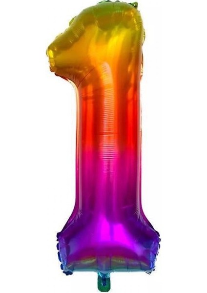 1 Rakam Gökkuşağı Folyo Balon 80 cm