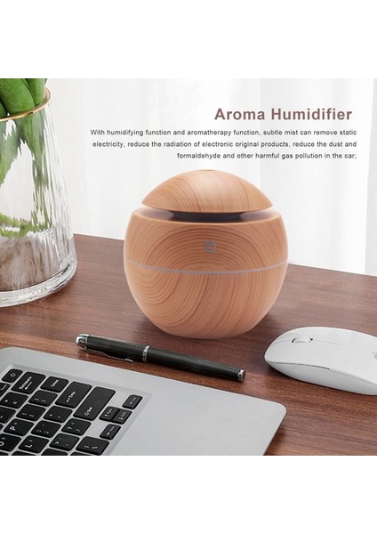 Chihiro586 - 9278 USB Aroma Nemlendirici Uçucu Yağ Difüzörü Ultrasonik Soğuk Buharlı Nemlendirici Hava Temizleme Cihazı Ofis Için 7 Renk Değişimi LED Gece Lambası Ev: Açık Ahşap (Yurt Dışından)