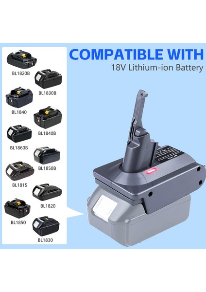 Makita 18V Lityum-Iyon Pil Için V7 V8 Adaptörü Dyson V7 V8 Aracına Dönüştürme Dyson V8 Serisi Için Kullanın (Yurt Dışından) indirimleri