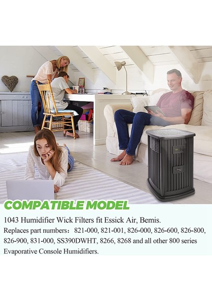 2 Adet 1043 Nemlendirici Süper Fitil Filtre Yedeği Aircare Bemis Essick Için Uyumlu 821000 826900 Nemlendirici Filtreler (Yurt Dışından)