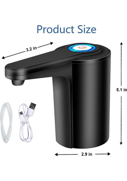 Su Sebili 5 Galon - 5 Galonluk Şişe Için Su Pompası, Su Sürahisi Pompası USB Şarj Edilebilir Evrensel Otomatik (Yurt Dışından)