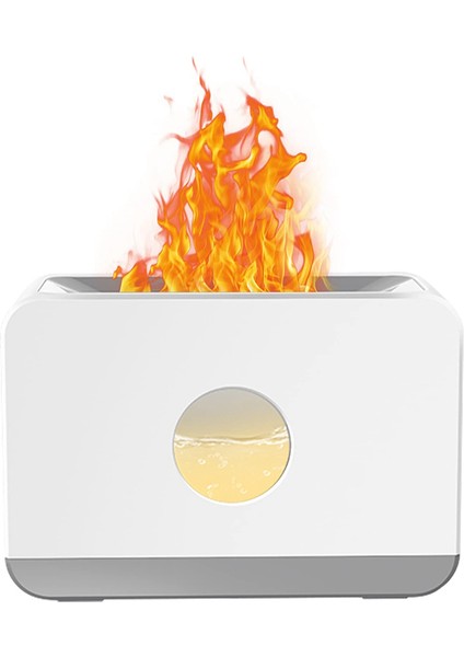 Alev Difüzörü, Alev Işığı Hava Nemlendiricili Uçucu Yağ Difüzörü 220ML Aroma Difüzör Ev, Ofis Beyaz (Yurt Dışından)