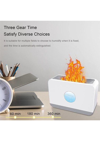 Alev Difüzörü, Alev Işığı Hava Nemlendiricili Uçucu Yağ Difüzörü 220ML Aroma Difüzör Ev, Ofis Beyaz (Yurt Dışından) modelleri