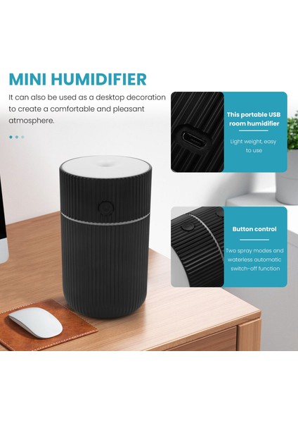 Nemlendirici, 7 Renk Nefes Işıklı Renkli Serin Mini USB Nemlendirici, Otomatik Kapatma, Araba, Ofis, Yatak Odası Siyah (Yurt Dışından) indirimleri