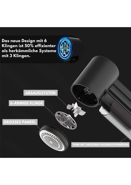 Elektrikli Tüy Tıraş Makinesi - Giysi ve Mobilyalar Için Şarj Edilebilir Tüy Sökücü - Ayarlanabilir 3 Yönlü Hız, 6 Yapraklı Bıçak Siyah (Yurt Dışından) fiyatları