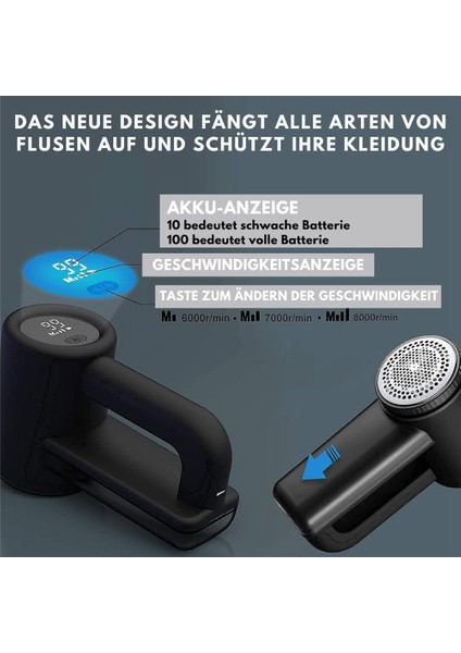 Elektrikli Tüy Tıraş Makinesi - Giysi ve Mobilyalar Için Şarj Edilebilir Tüy Sökücü - Ayarlanabilir 3 Yönlü Hız, 6 Yapraklı Bıçak Siyah (Yurt Dışından) modelleri