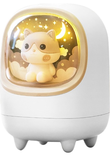M23 Yaratıcı Sevimli Pet Uzay Kapsülü Nemlendirici Ev USB Hava Nemlendirici Arıtma Uyku Gece Lambası Beyaz (Yurt Dışından)