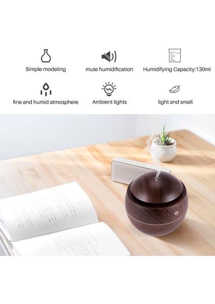 USB Aroma Nemlendirici Esansiyel Yağ Difüzörü Ultrasonik Soğuk Buharlı Nemlendirici Hava Temizleme Cihazı Ofis Için 7 Renk Değişimi LED Gece Lambası Ev: Koyu Ahşap (Yurt Dışından)