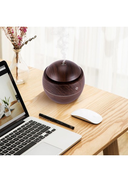USB Aroma Nemlendirici Esansiyel Yağ Difüzörü Ultrasonik Soğuk Buharlı Nemlendirici Hava Temizleme Cihazı Ofis Için 7 Renk Değişimi LED Gece Lambası Ev: Koyu Ahşap (Yurt Dışından)