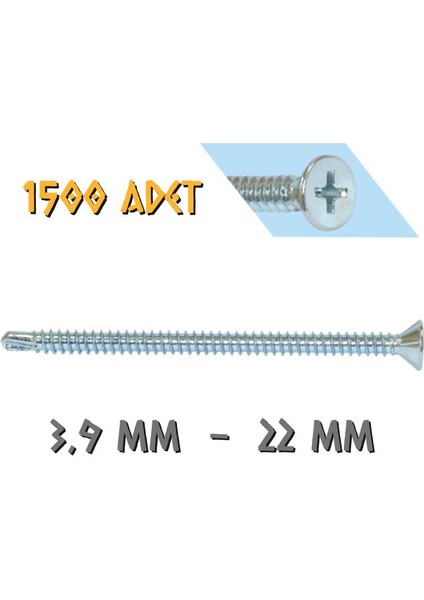 Yhb Matkap Uçlu Akıllı Vida 3.9X22 Mm. - 1500 Adet