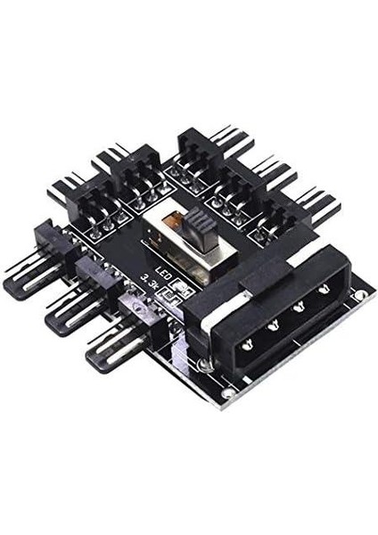 8 Port Fan Çoklayıcı Hub Y Pwm Splitter Ide Molex Soğutma 3 Pin 4 Switch Anahtarlı 4336