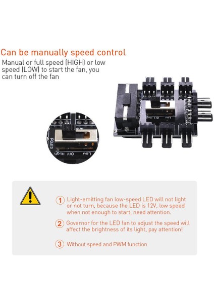 8 Port Fan Çoklayıcı Hub Y Pwm Splitter Ide Molex Soğutma 3 Pin 4 Switch Anahtarlı 4336