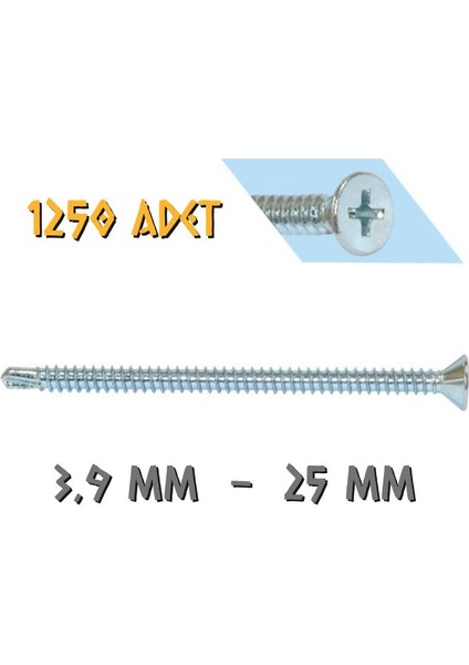 Yhb Matkap Uçlu Akıllı Vida 3.9X25 Mm. - 1250 Adet