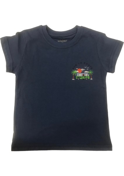 T-Shirt Otobüs Baskılı Indigo