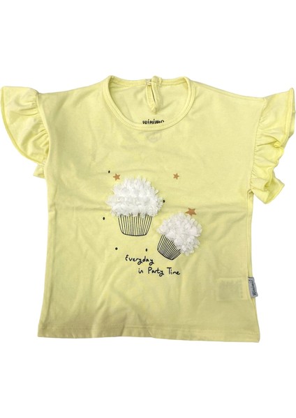 T-Shirt Cupcake Baskılı Sarı
